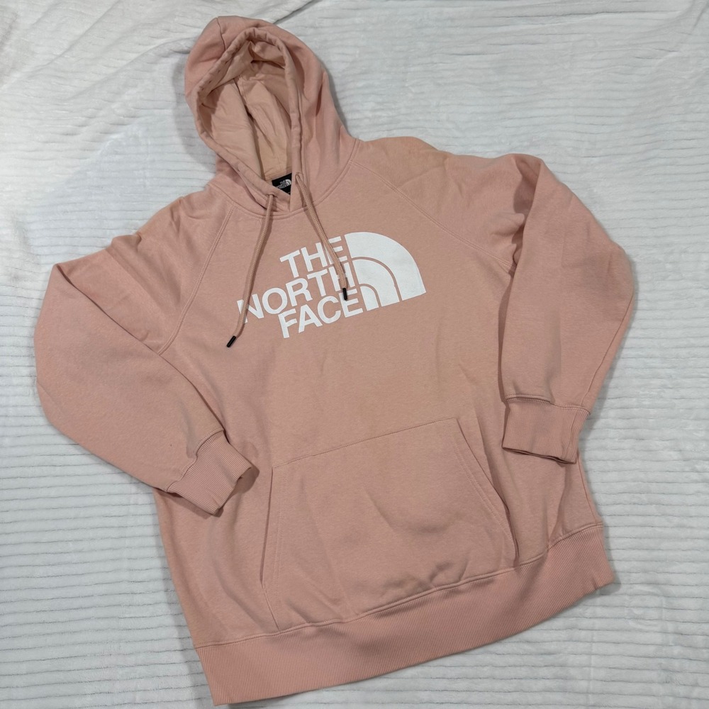 The‎ North Face Womens Half Dome Logo Hoodie Peach Pink Sweatshirt Large